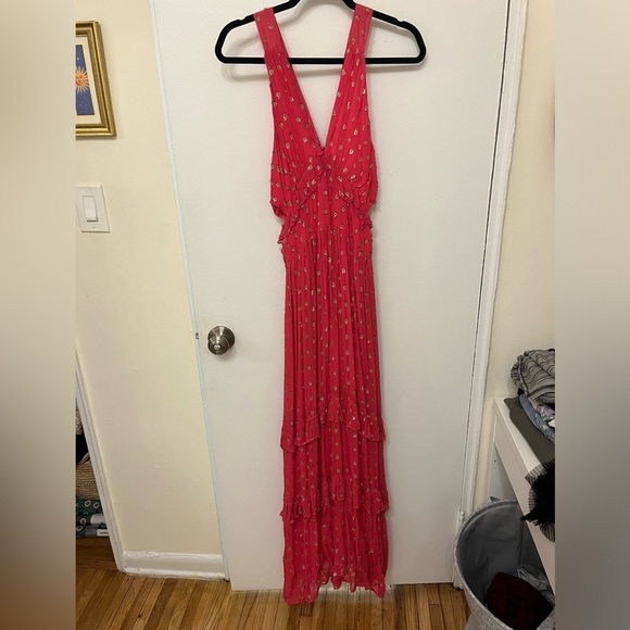 NWT Pink Tiered Shimmer Metallic Dress size Large - Picture 8 of 11